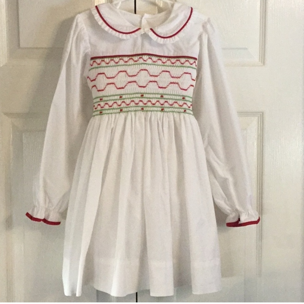 White Kids Dress with Red Accents
